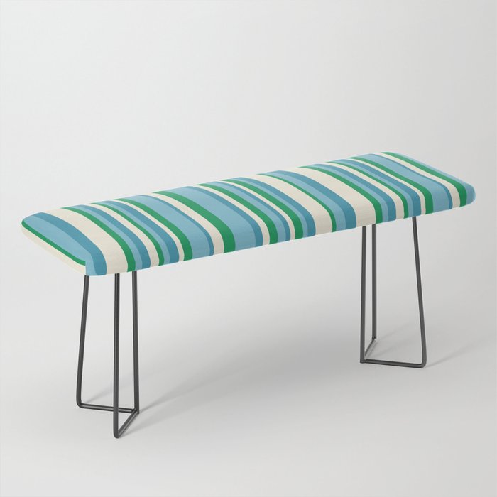 Classic Stripes XXVII - Beachy Blue and Green Bench Gallery Image 1