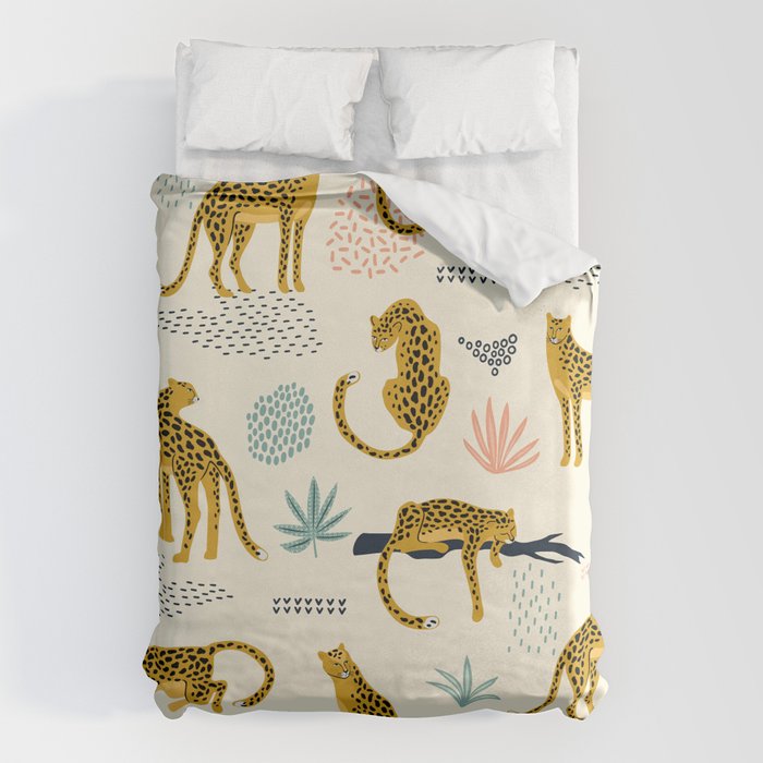 Abstract jaguar leopard memphis cute pattern Duvet Cover Gallery Image 6