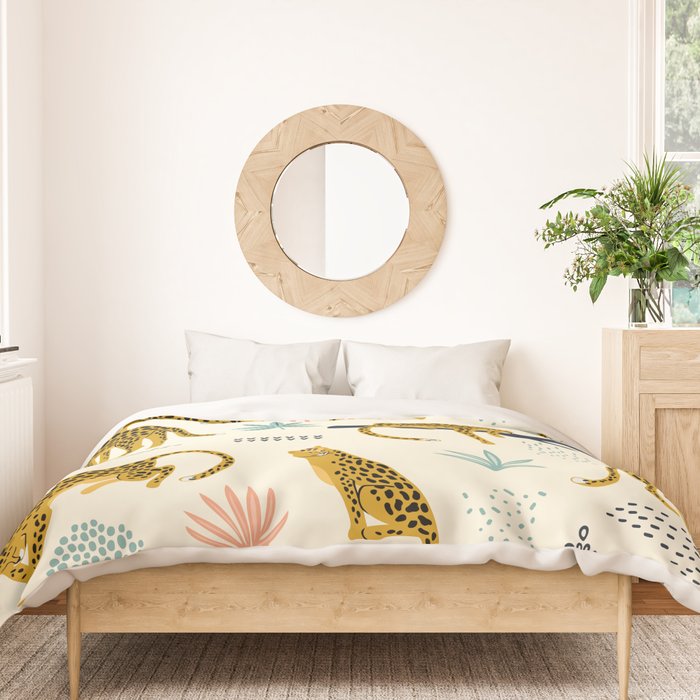 Abstract jaguar leopard memphis cute pattern Duvet Cover Gallery Image 3