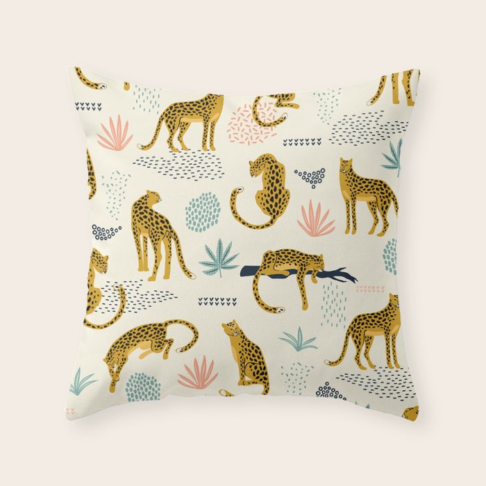 Abstract jaguar leopard memphis cute pattern Throw Pillow Gallery Image 6
