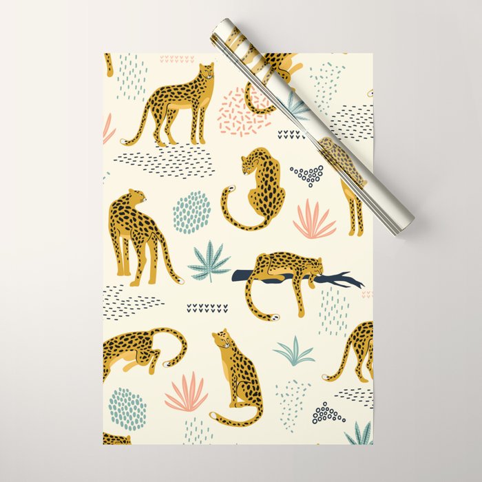 Abstract jaguar leopard memphis cute pattern Wrapping Paper Gallery Image 1