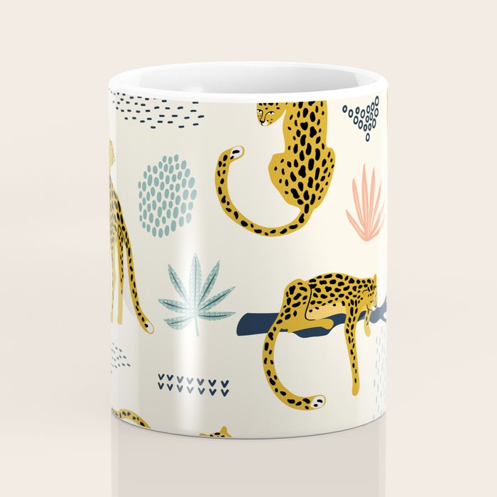 Abstract jaguar leopard memphis cute pattern Coffee Mug Gallery Image 4
