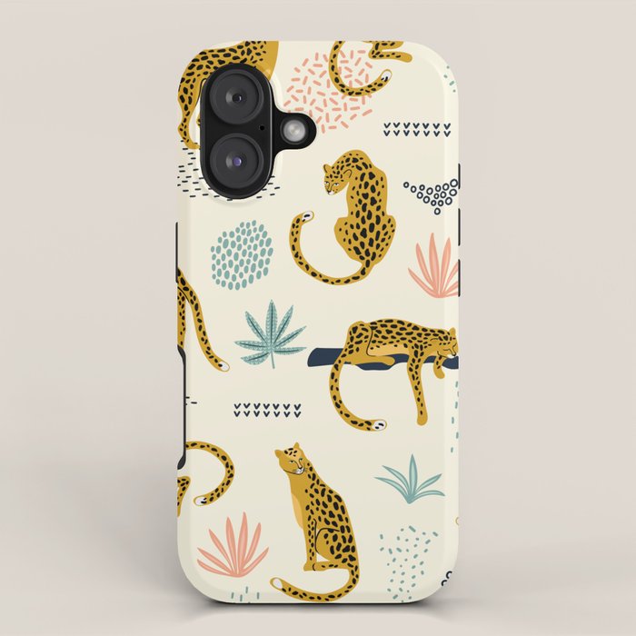 Abstract jaguar leopard memphis cute pattern iPhone Case Gallery Image 1