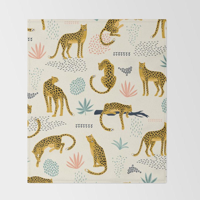 Abstract jaguar leopard memphis cute pattern Throw Blanket Gallery Image 2