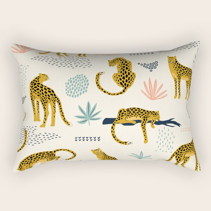 Abstract jaguar leopard memphis cute pattern Rectangular Pillow Gallery Image 2