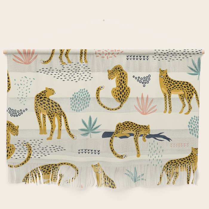 Abstract jaguar leopard memphis cute pattern Wall Hanging Gallery Image 1