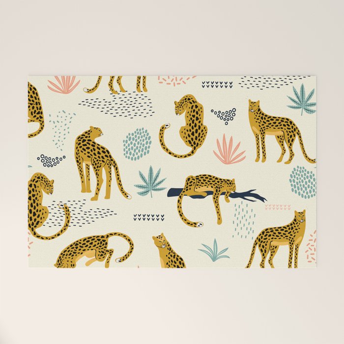 Abstract jaguar leopard memphis cute pattern Welcome Mat Gallery Image 1
