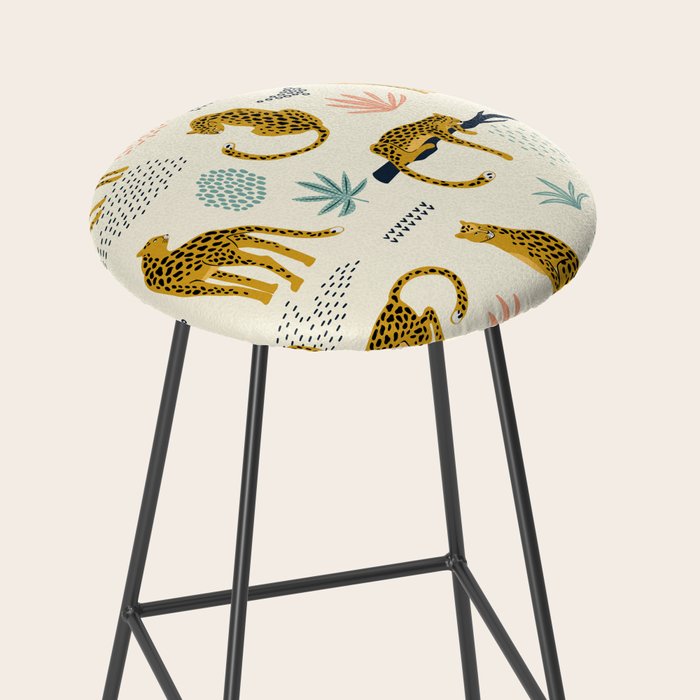 Abstract jaguar leopard memphis cute pattern Stool Gallery Image 2
