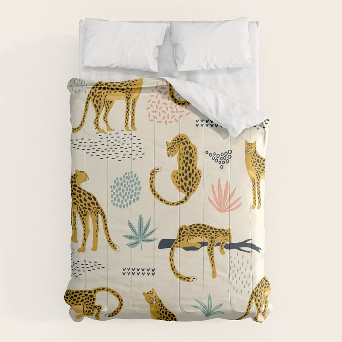 Abstract jaguar leopard memphis cute pattern Comforter Gallery Image 6