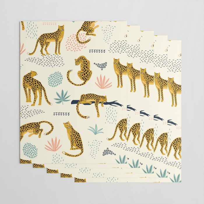 Abstract jaguar leopard memphis cute pattern Wrapping Paper Gallery Image 3
