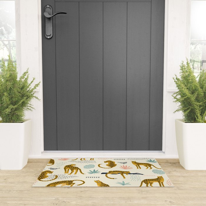 Abstract jaguar leopard memphis cute pattern Welcome Mat Gallery Image 3