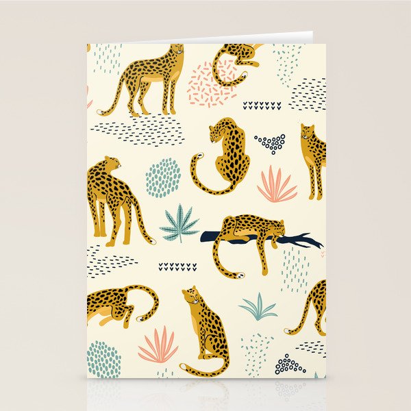 Abstract jaguar leopard memphis cute pattern Stationery Card Gallery Image 2