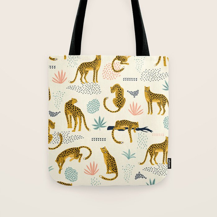Abstract jaguar leopard memphis cute pattern Tote Bag Gallery Image 1