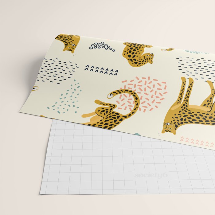 Abstract jaguar leopard memphis cute pattern Wrapping Paper Gallery Image 2