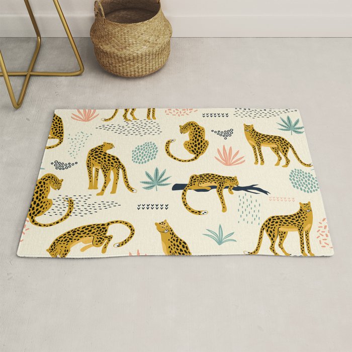 Abstract jaguar leopard memphis cute pattern Rug Gallery Image 1