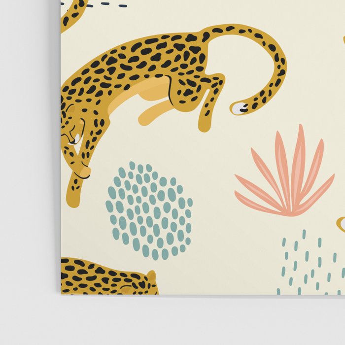 Abstract jaguar leopard memphis cute pattern Poster Gallery Image 3