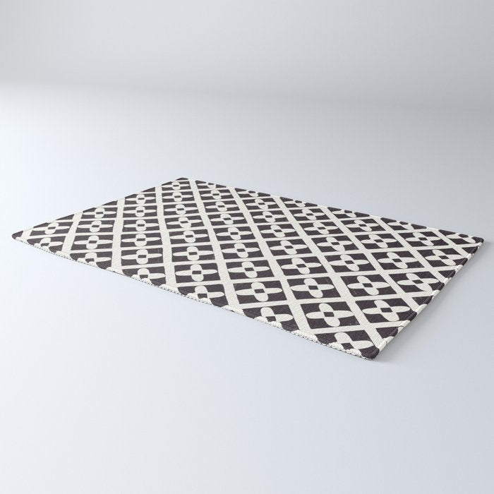 Floral Tiles Pattern / Lino Print Rug Gallery Image 3
