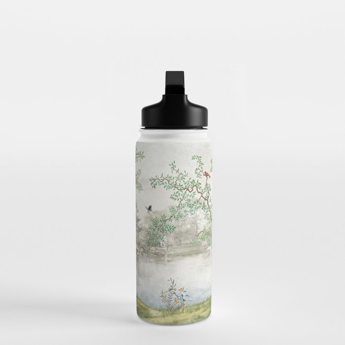 Chinoiserie Cherry Blossom Pagoda Zen Garden Landscape Water Bottle Gallery Image 3
