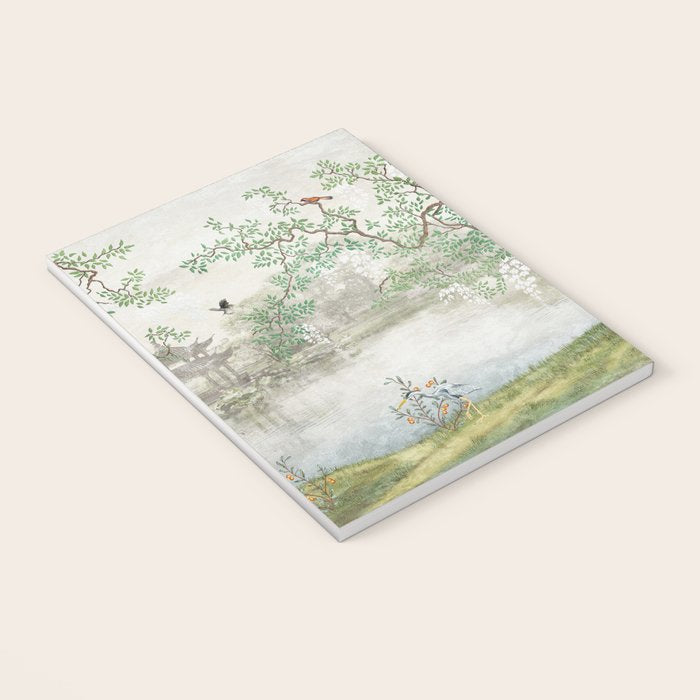 Chinoiserie Cherry Blossom Pagoda Zen Garden Landscape Notebook Gallery Image 3