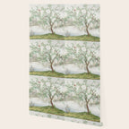 Chinoiserie Cherry Blossom Pagoda Zen Garden Landscape Wallpaper Gallery Image 2