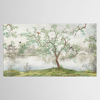 Chinoiserie Cherry Blossom Pagoda Zen Garden Landscape Tablecloth Gallery Image 2