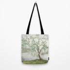 Chinoiserie Cherry Blossom Pagoda Zen Garden Landscape Tote Bag Gallery Image 2
