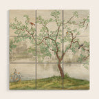 Chinoiserie Cherry Blossom Pagoda Zen Garden Landscape Wood Wall Art Gallery Image 1