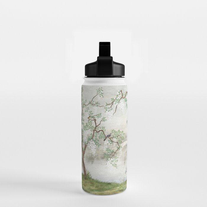 Chinoiserie Cherry Blossom Pagoda Zen Garden Landscape Water Bottle Gallery Image 2