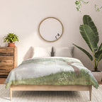 Chinoiserie Cherry Blossom Pagoda Zen Garden Landscape Comforter Gallery Image 3