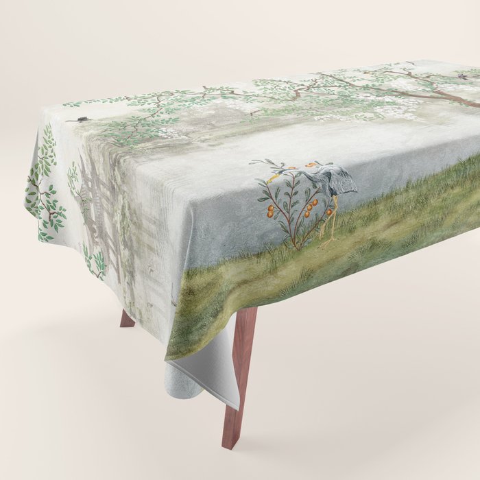 Chinoiserie Cherry Blossom Pagoda Zen Garden Landscape Tablecloth Gallery Image 1