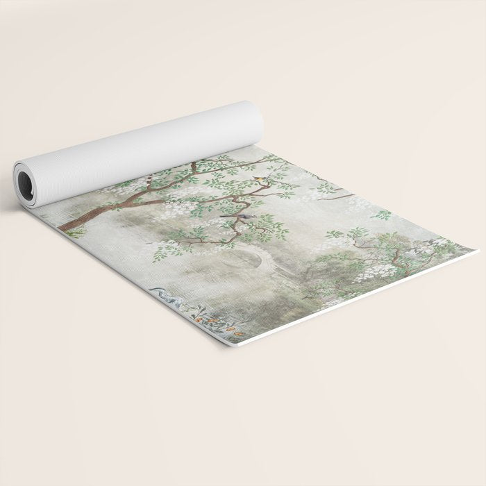 Chinoiserie Cherry Blossom Pagoda Zen Garden Landscape Yoga Mat Gallery Image 2