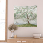 Chinoiserie Cherry Blossom Pagoda Zen Garden Landscape Wall Tapestry Gallery Image 2