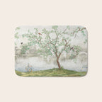Chinoiserie Cherry Blossom Pagoda Zen Garden Landscape Bath Mat Gallery Image 1