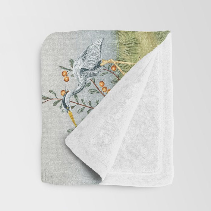 Chinoiserie Cherry Blossom Pagoda Zen Garden Landscape Throw Blanket Gallery Image 3
