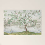 Chinoiserie Cherry Blossom Pagoda Zen Garden Landscape Welcome Mat Gallery Image 1