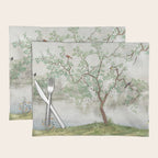 Chinoiserie Cherry Blossom Pagoda Zen Garden Landscape Placemat Gallery Image 1