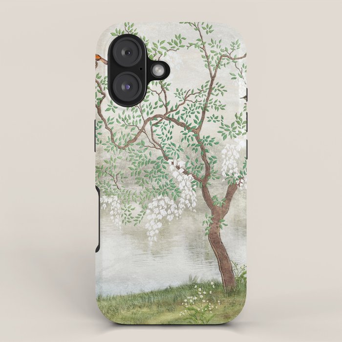 Chinoiserie Cherry Blossom Pagoda Zen Garden Landscape iPhone Case Gallery Image 1
