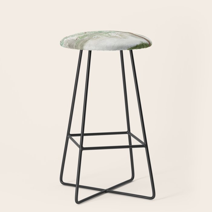 Chinoiserie Cherry Blossom Pagoda Zen Garden Landscape Stool Gallery Image 1