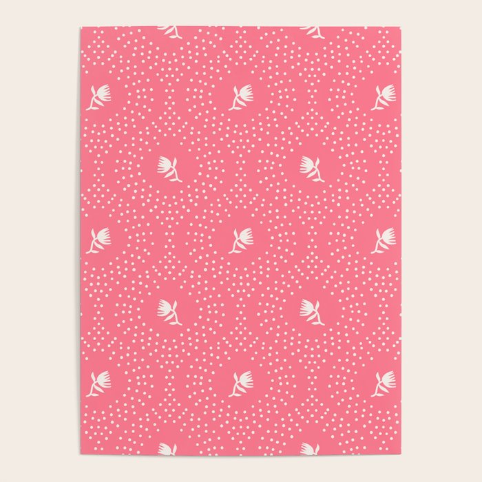 Wild Dotted Florals - Bold Coral Abstract Pattern Poster Gallery Image 4