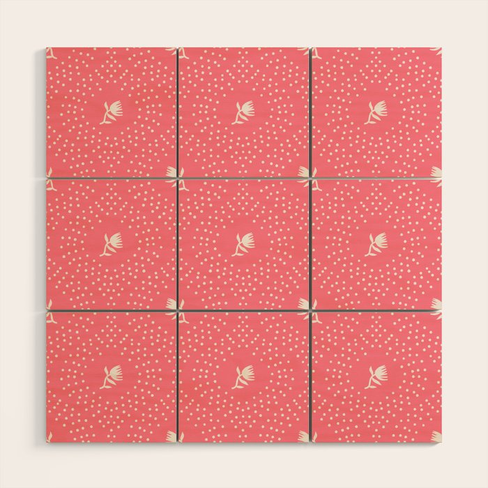 Wild Dotted Florals - Bold Coral Abstract Pattern Wood Wall Art Gallery Image 1