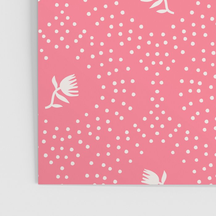 Wild Dotted Florals - Bold Coral Abstract Pattern Poster Gallery Image 3