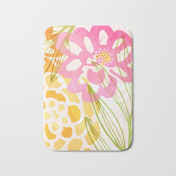 Bouquet of Love Floral Pattern Bath Mat Gallery Image 1