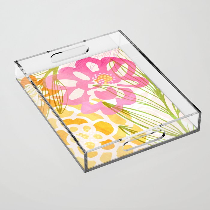 Bouquet of Love Floral Pattern Acrylic Tray Gallery Image 1