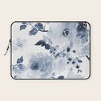 Floral Kingdom Watercolor Navy Blue Painting Of Flowers Peony Laptop Sleeve Gallery Image 1