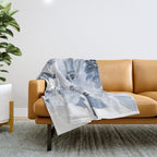 Floral Kingdom Watercolor Navy Blue Painting Of Flowers Peony Throw Blanket Gallery Image 1