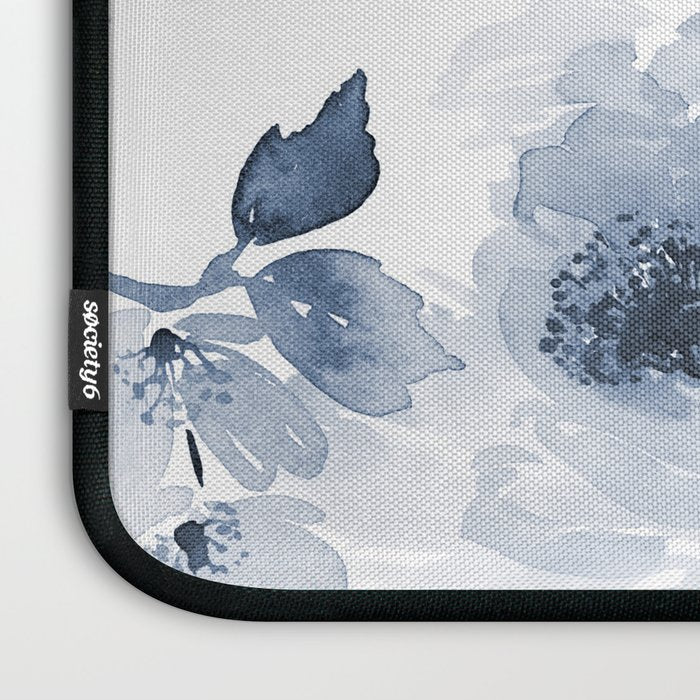 Floral Kingdom Watercolor Navy Blue Painting Of Flowers Peony Laptop Sleeve Gallery Image 3