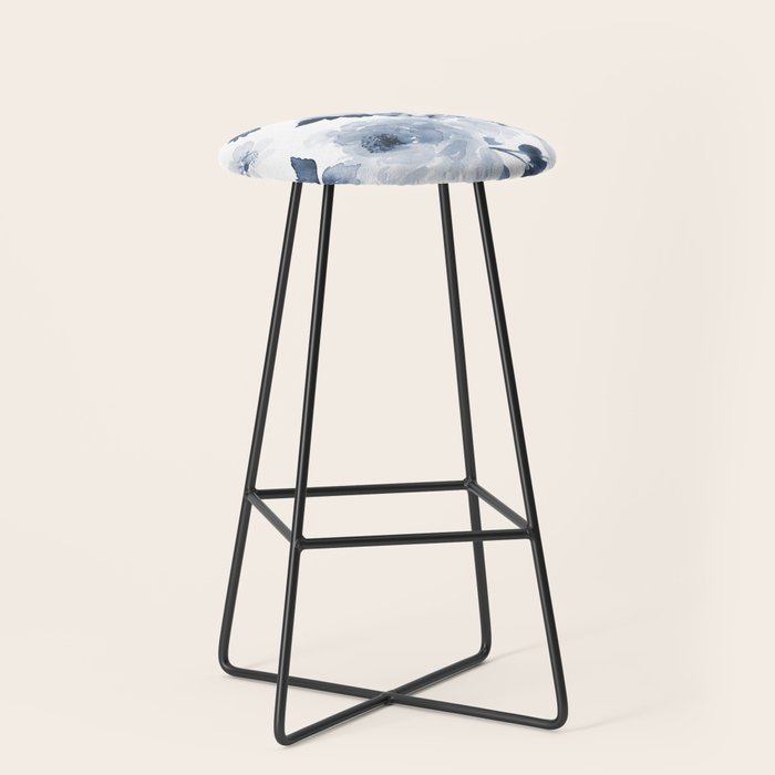 Floral Kingdom Watercolor Navy Blue Painting Of Flowers Peony Stool Gallery Image 1