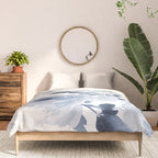Floral Kingdom Watercolor Navy Blue Painting Of Flowers Peony Comforter Gallery Image 3