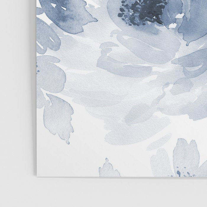 Floral Kingdom Watercolor Navy Blue Painting Of Flowers Peony Poster Gallery Image 3