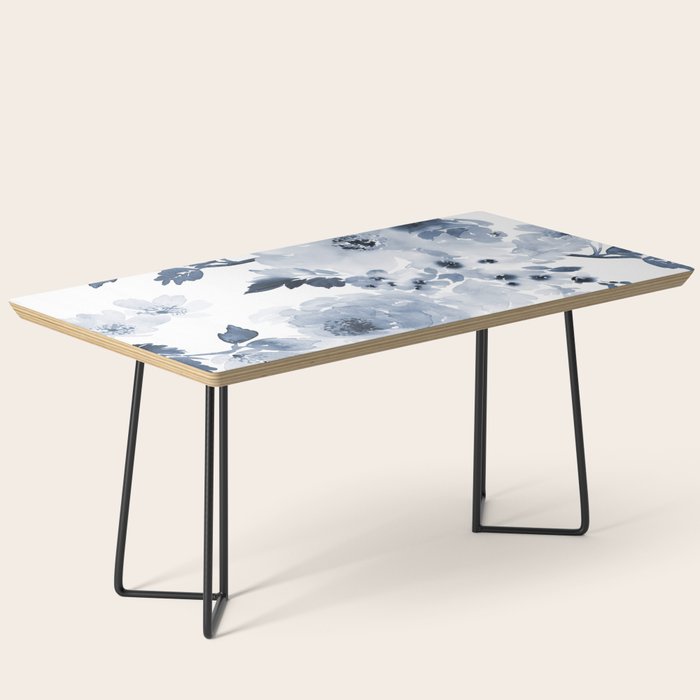 Floral Kingdom Watercolor Navy Blue Painting Of Flowers Peony Coffee Table Gallery Image 1